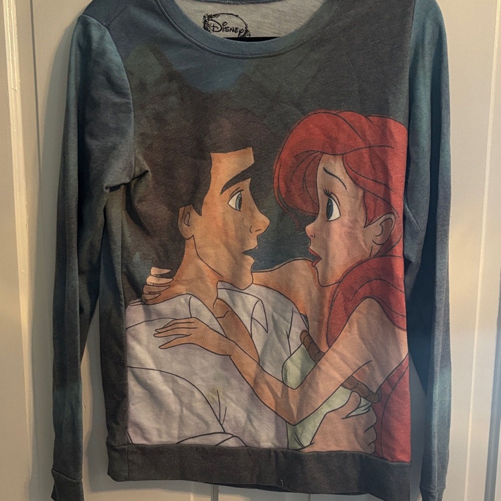 Disney Long Sleeve Tee with Ariel and Eric - Red and Gray